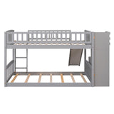 Stairway Twin over Twin Bunk Bed with Two Drawers and Slide, Gray(OLD SKU :LT000155AAE) - Home Elegance USA