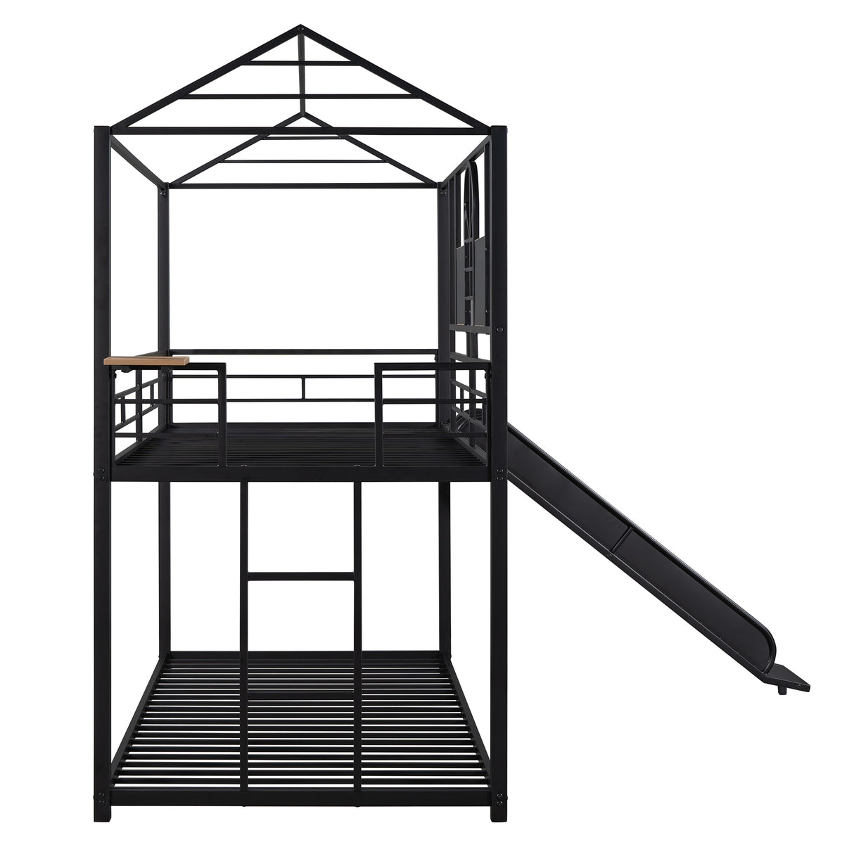 Twin Over Twin Metal Bunk Bed ,Metal Housebed With Slide,Three Colors Available.(Black with Black  Slide)(OLD SKU :LP000095AAB) - Home Elegance USA