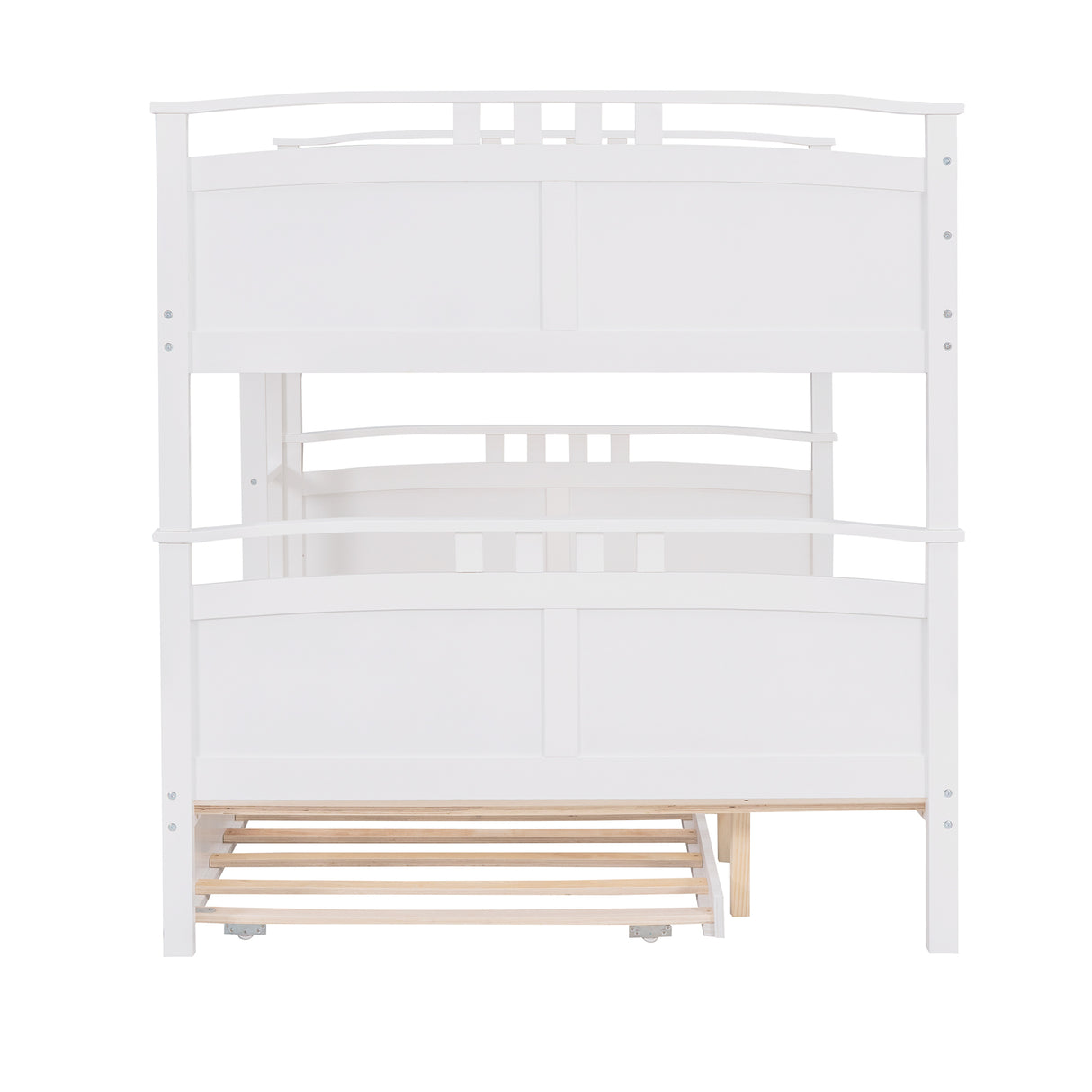 Full-Over-Full Bunk Bed with Twin size Trundle , Separable Bunk Bed for Bedroom - White - Home Elegance USA