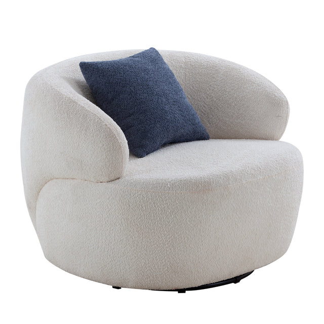 Swivel Barrel Chair Living Room, Single Chair for Small Space Comfy Round Sofa Chair Boucle Accent Chair Circle Sherpa, Arm Chair Reading Room Chair Lounge Chair Bedroom Club (Beige) Home Elegance USA