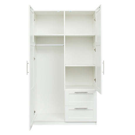 High wardrobe and kitchen cabinet with 2 doors, 2 drawers and 5 storage spaces,white Home Elegance USA