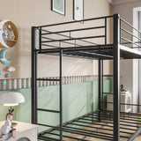 Metal Bunk Bed Twin-Over-Twin No Box Spring Needed Black - Home Elegance USA