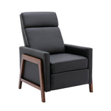 Wood-Framed PU Leather Recliner Chair Adjustable Home Theater Seating with Thick Seat Cushion and Backrest Modern Living Room Recliners，Black - Home Elegance USA
