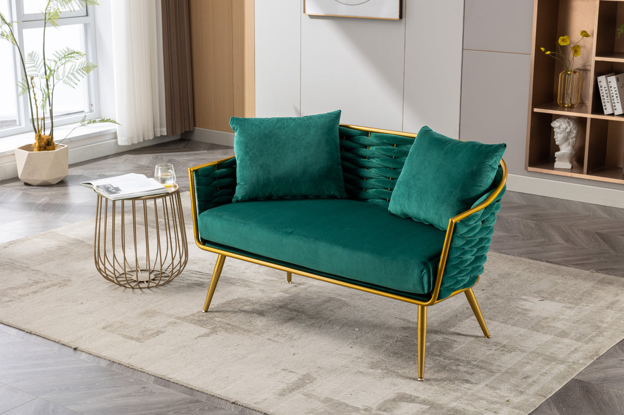 Velvet Accent Chair Modern Upholstered Armsofa Tufted Sofa with Metal Frame, Single Leisure sofa for Living Room Bedroom Office Balcony - Home Elegance USA