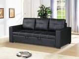 Sectional Sofa Pull out Bed Living Room Couch Black Faux Leather Tufted Convertible Sofa Home Elegance USA