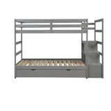 Twin over Twin/King (Irregular King Size) Bunk Bed with Twin Size Trundle, Extendable Bunk Bed   (Gray)(OLD SKU :LP000032AAE) - Home Elegance USA
