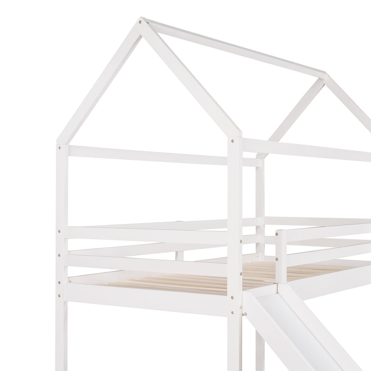 Twin Loft Bed with Slide, House Bed with Slide,White(OLD SKU :WF286245AAK) - Home Elegance USA