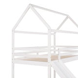 Twin Loft Bed with Slide, House Bed with Slide,White(OLD SKU :WF286245AAK) - Home Elegance USA