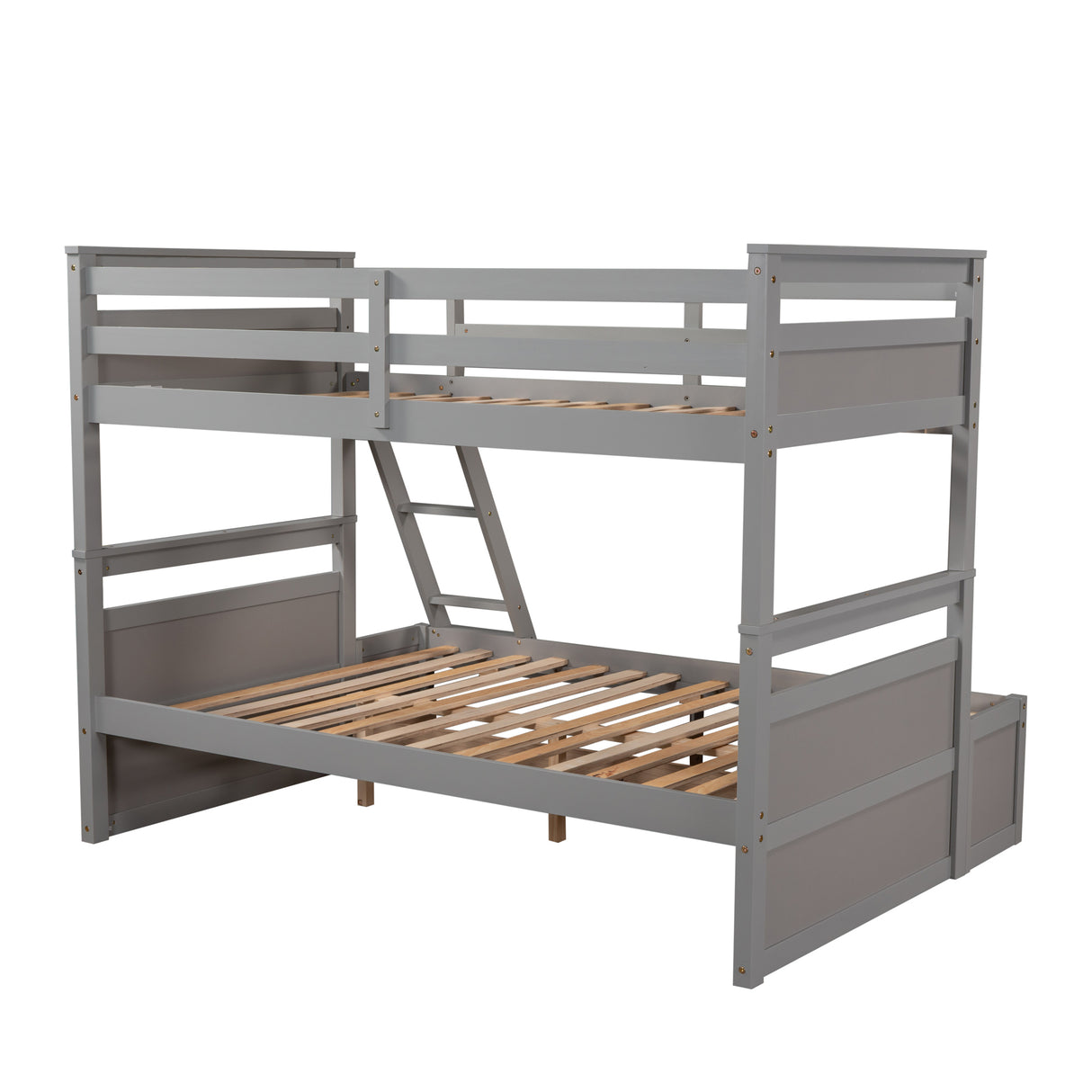 Twin over Full Bunk Bed with Storage - Gray(OLD SKU :LP000022AAE) - Home Elegance USA