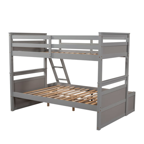 Twin over Full Bunk Bed with Storage - Gray(OLD SKU :LP000022AAE)