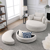 [Video] Welike Swivel Accent Barrel Modern Sofa Lounge Club Big Round Chair with Storage Ottoman Linen Fabric for Living Room Hotel with Pillows . *2PCS Home Elegance USA