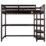 Twin Size Loft Bed with Storage Shelves and Under-bed Desk, Espresso(OLD SKU:SM000245AAP-1) - Home Elegance USA