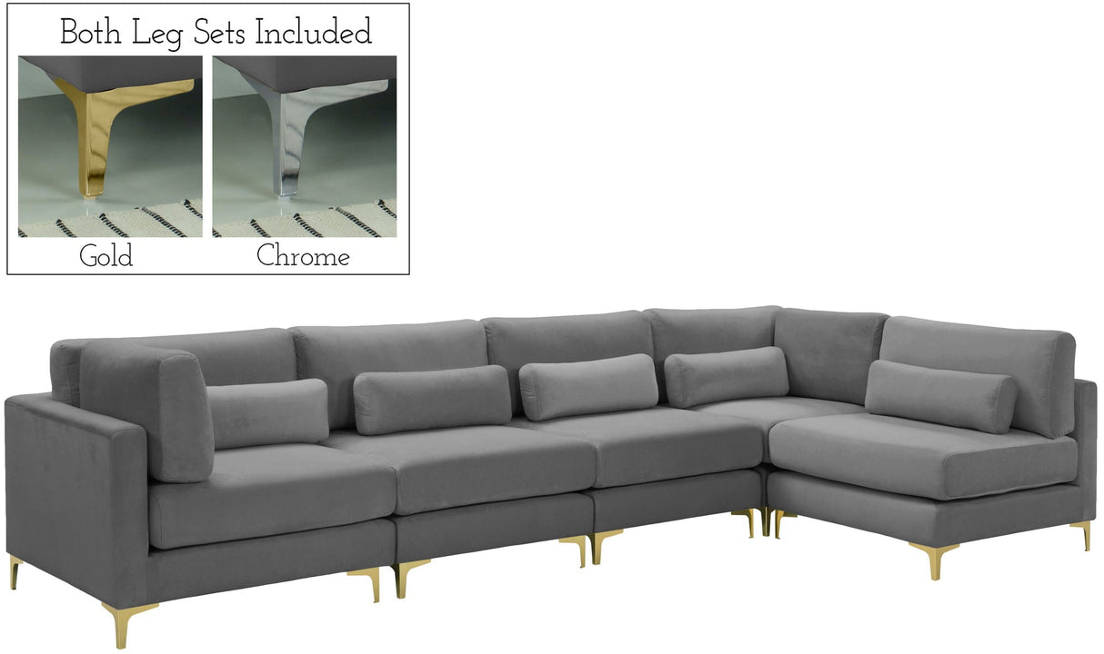 Julia - Modular Sectional 5 Piece - Gray - Home Elegance USA