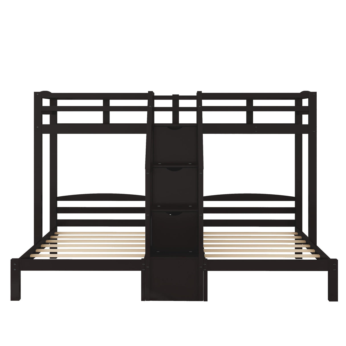 Twin over Twin & Twin Bunk Bed with Built-in Staircase and Storage Drawer,Espresso Home Elegance USA