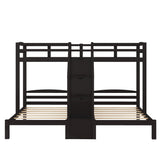 Twin over Twin & Twin Bunk Bed with Built-in Staircase and Storage Drawer,Espresso Home Elegance USA