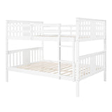 Full over Full Bunk Bed with Ladder for Bedroom, Guest Room Furniture-White(OLD SKU :LP000203AAK) - Home Elegance USA