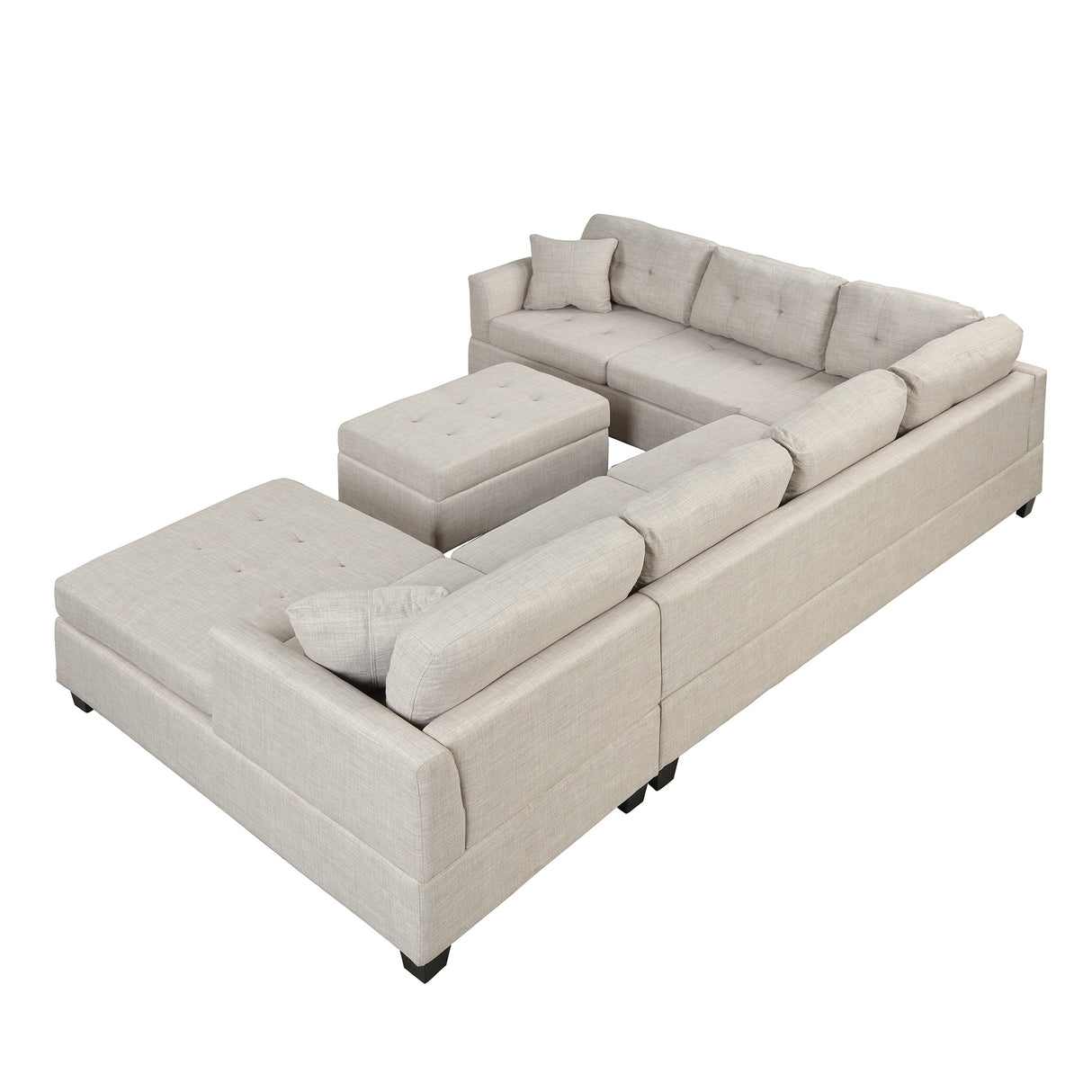 121.3" Oversized Sectional Sofa with Storage Ottoman, U Shaped Sectional Couch with 2 Throw Pillows for Large Space Dorm Apartment - SG000870AAA - image - 18