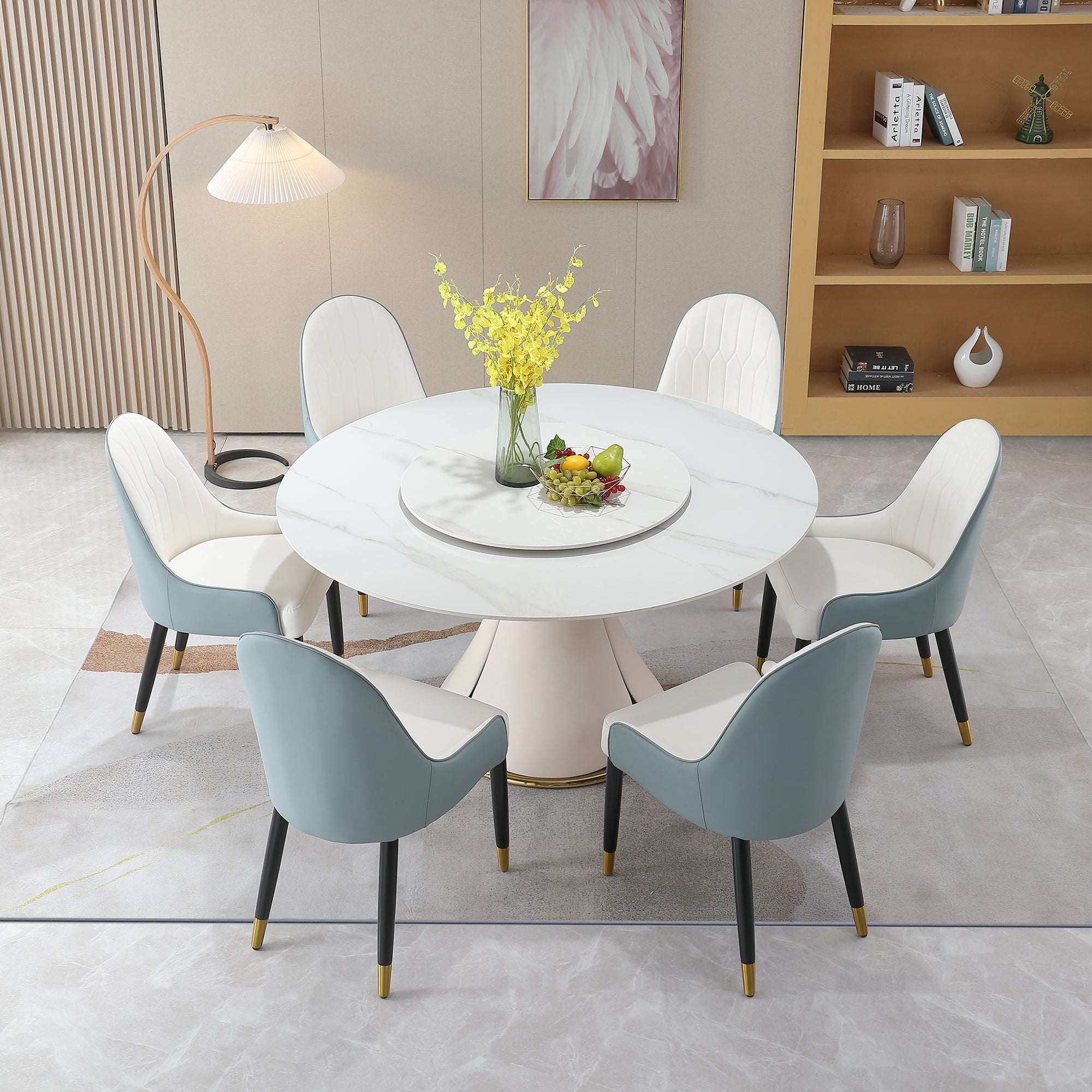 Round modern dining discount table for 8