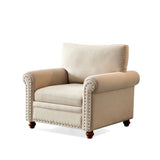 Living Room Sofa Single Seat Chair with Wood Leg Beige Fabric Home Elegance USA