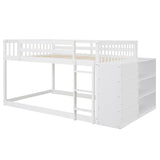 Full over Full Bunk Bed with 4 Drawers and 3 Shelves-White - Home Elegance USA