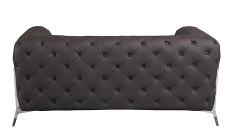 Global United Transitional Top Grain 100% Italian Leather Upholstered Loveseat Home Elegance USA