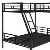 Twin over Full Bunk Bed with a Twin Size Loft Bed attached, with a Desk, Metal, Black - Home Elegance USA