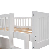 Twin Size Bunk Bed with a Loft Bed attached, with Two Drawers,White - Home Elegance USA