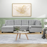 120" Modern U - Shaped Corner Sectional Sofa Upholstered Linen Fabric Sofa Couch for Living Room, Bedroom, Gray - SG001070AAE - image - 1