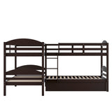 Twin L-Shaped Bunk bed with Trundle-Espresso（OLD SKU:LP000024AAP) - Home Elegance USA
