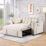 55.3" 4 - 1 Multi - functional Sofa Bed with Cup Holder and USB Port for Living Room or Apartments Milky White - SG000830AAA - image - 4