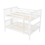 Full over Full Bunk Bed with Ladder for Bedroom, Guest Room Furniture-White(OLD SKU :LP000203AAK) - Home Elegance USA