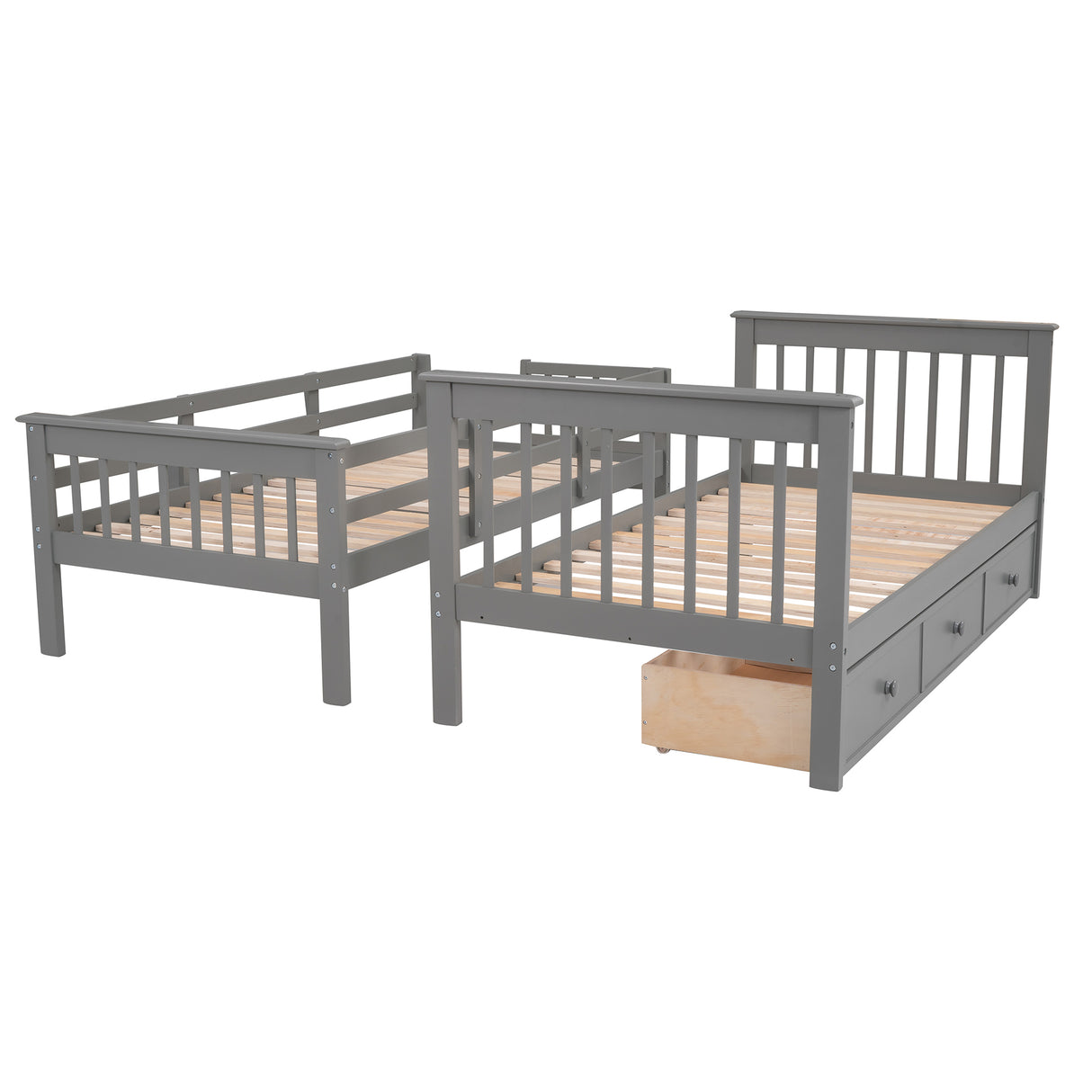 Stairway Twin-Over-Twin Bunk Bed with Three Drawers for Bedroom, Dorm - Gray(Old SKU: LP000309AAE) - Home Elegance USA