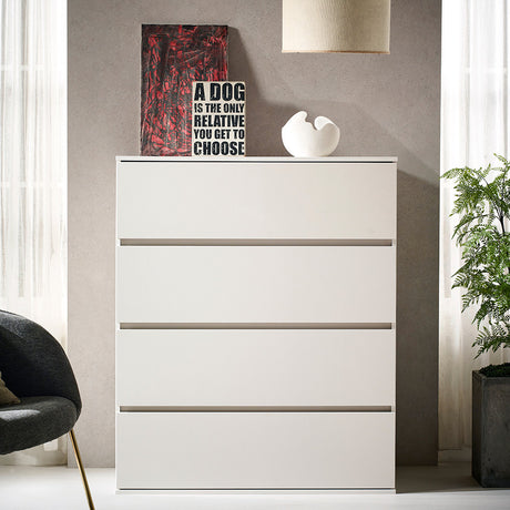 Liv Four-Drawer Contemporary Wood Chest in White - Home Elegance USA