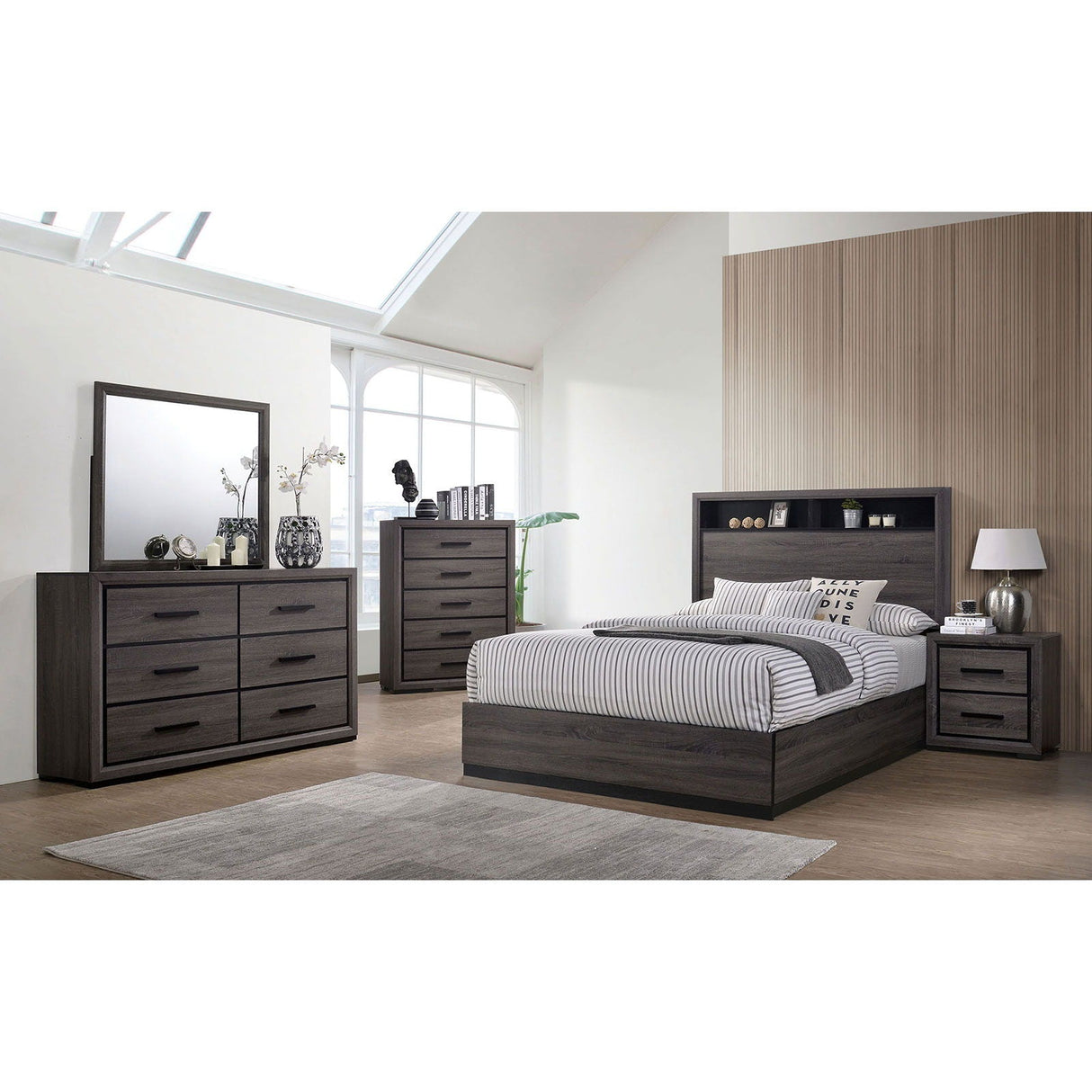 Conwy - 5 Piece Queen Bedroom Set With Chest - Gray - Home Elegance USA