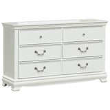 Classic Traditional Style Dresser of 6x Drawers White Finish Bedroom Antique Handles Wooden Furniture - Home Elegance USA