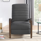Push Back Recliner with Wooden Arms,Grey (27”x36.6”x50”) - Home Elegance USA