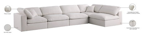 Plush - Cloud Modular Sectional 5 Piece - Cream - Home Elegance USA