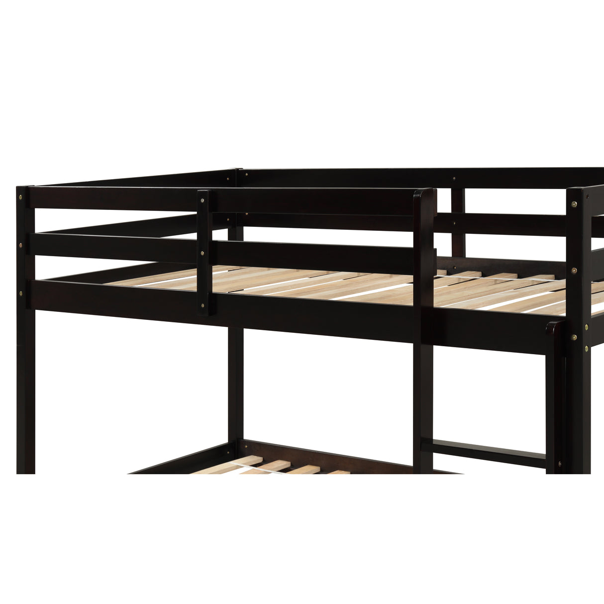 Twin over Twin Floor Bunk Bed,Espresso(Old Sku:W50430321) - Home Elegance USA