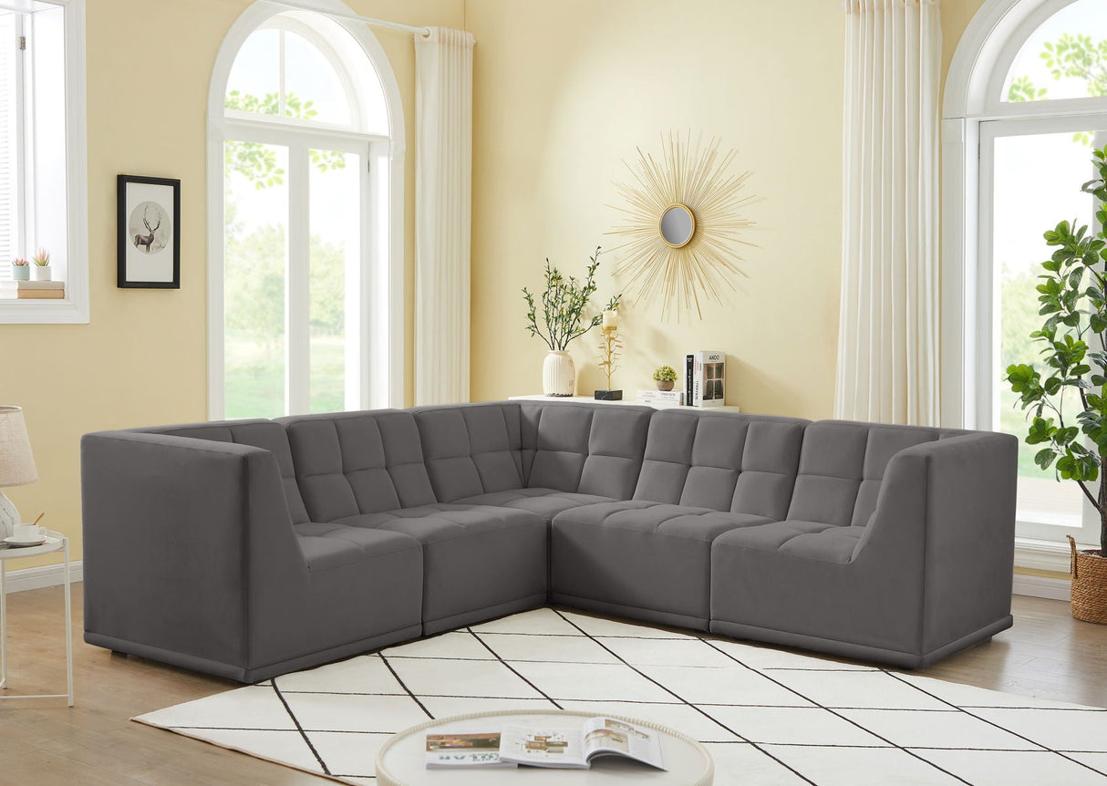 Relax - Modular Sectional 5 Piece - Gray - Modern & Contemporary - Home Elegance USA