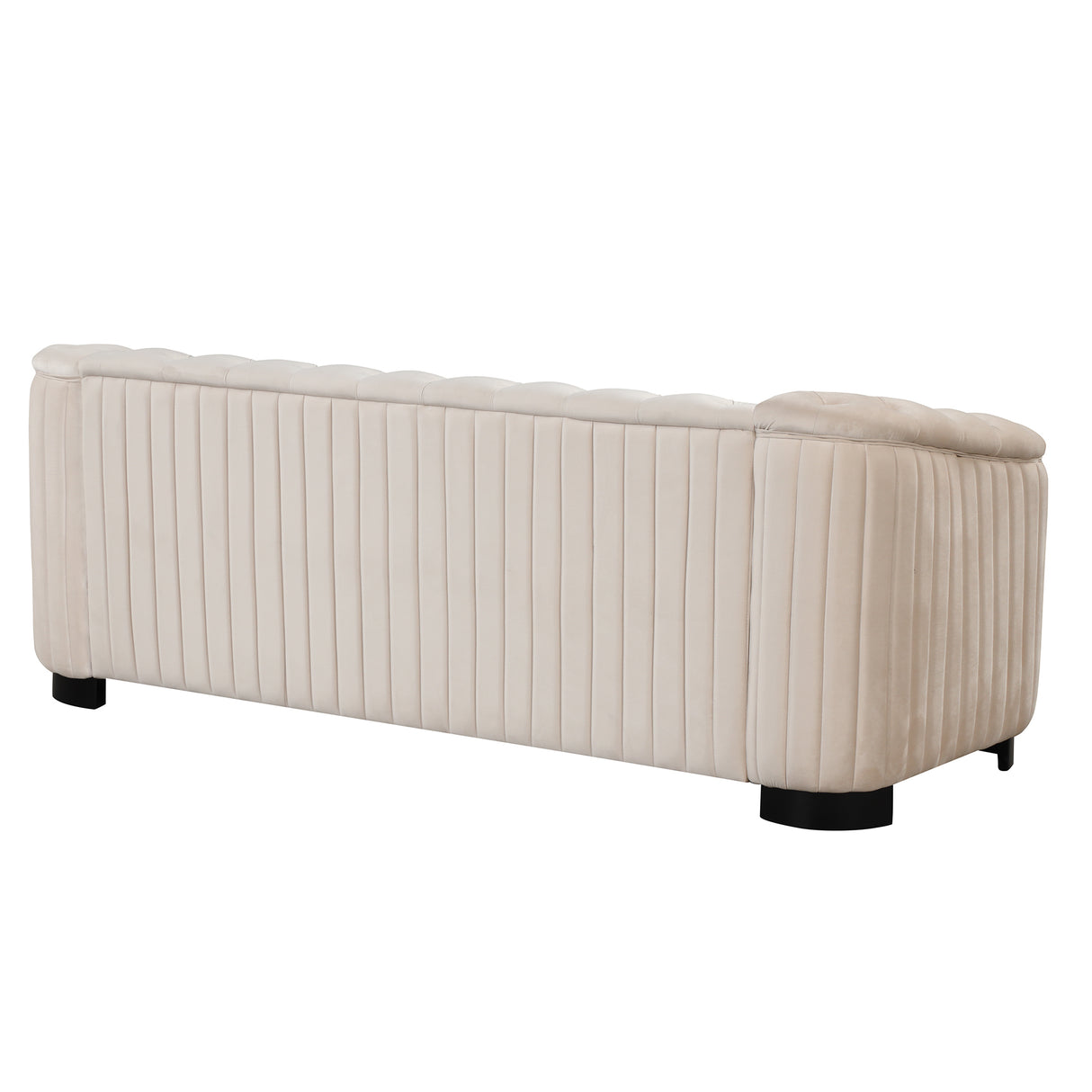 82" Mid Century Modern Sofa with Rubber Wood Legs,Velvet Upholstered Sofa Couch,Sofa with Thick Removable Seat Cushion, 3 Seater Sofa Couch for Living Room,Beige - SG000576AAA - image - 11