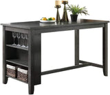 Modern Dark Brown Finish 5pc Counter Height High Dining Table w Storage Shelves 4x High Chairs Wooden Kitchen Breakfast Table Dining Room Furniture - Home Elegance USA