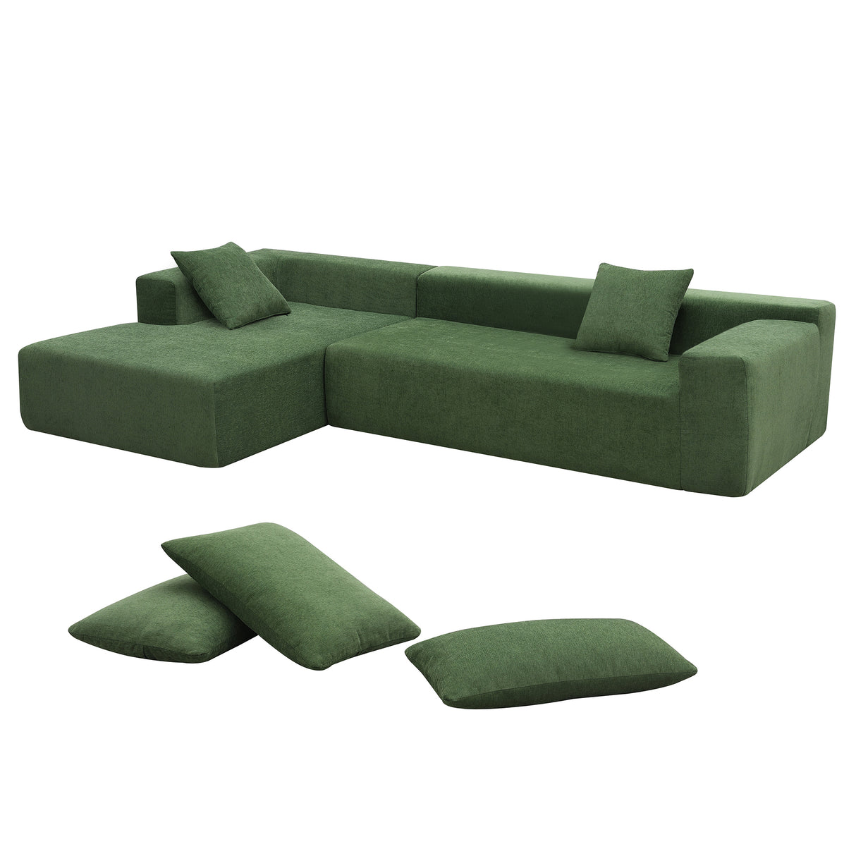 109*68" Modular Sectional Living Room Sofa Set, Modern Minimalist Style Couch, Upholstered Sleeper Sofa for Living Room, Bedroom, Salon, 2 PC Free Combination, L - Shape, Green | Home Elegance USA