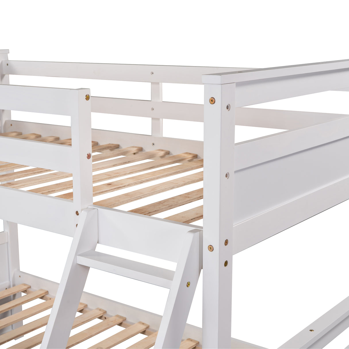 Twin over Full Bunk Bed with Storage - White(OLD SKU :LP000022AAK) - Home Elegance USA