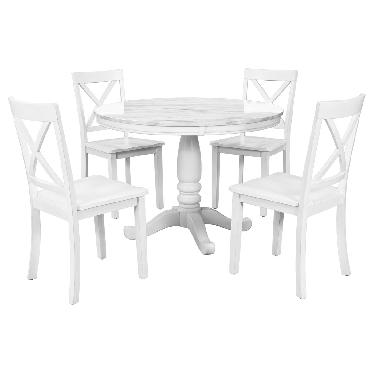 Orisfur. 5 Pieces Dining Table and Chairs Set for 4 Persons, Kitchen Room Solid Wood Table with 4 Chairs - Home Elegance USA
