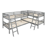 L-Shaped Bunk Bed with Ladder,Twin Size-Gray(OLD SKU :LP000020AAE) - Home Elegance USA