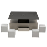 5 Pieces Lift Top Coffee Table Set with Storage Convertible Dining Table with Ottomans - CH307469AAG - image - 18