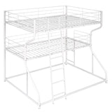 Full XL over Twin XL over Queen Size Triple Bunk Bed with Long and Short Ladder,White - Home Elegance USA