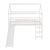 Twin Loft Bed with Slide, House Bed with Slide,White(OLD SKU :WF286245AAK) - Home Elegance USA