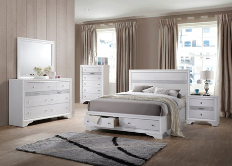 Traditional Matrix King Size Storage Bed in White made with Wood - Home Elegance USA