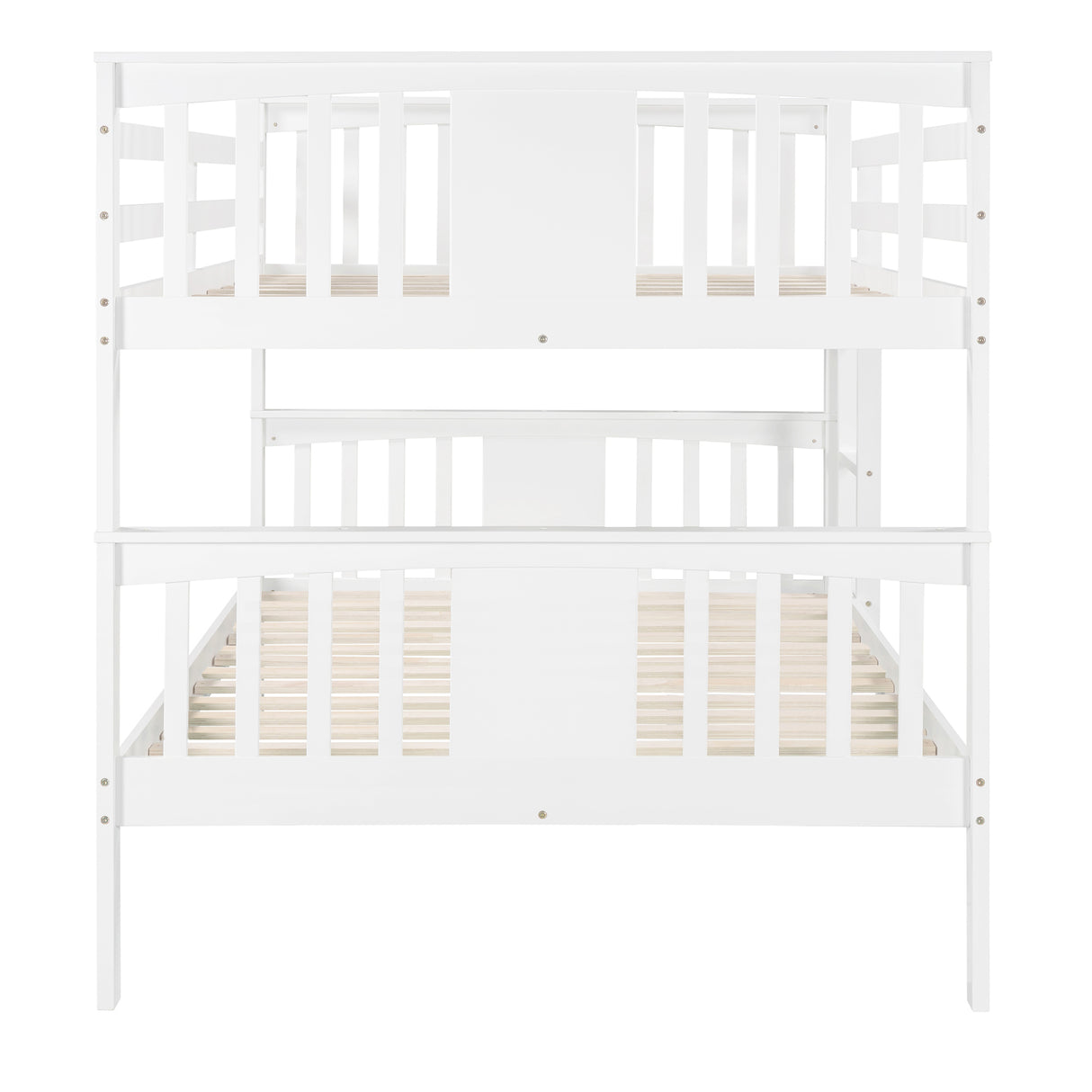 Full over Full Bunk Bed with Ladder for Bedroom, Guest Room Furniture-White(OLD SKU :LP000203AAK) - Home Elegance USA